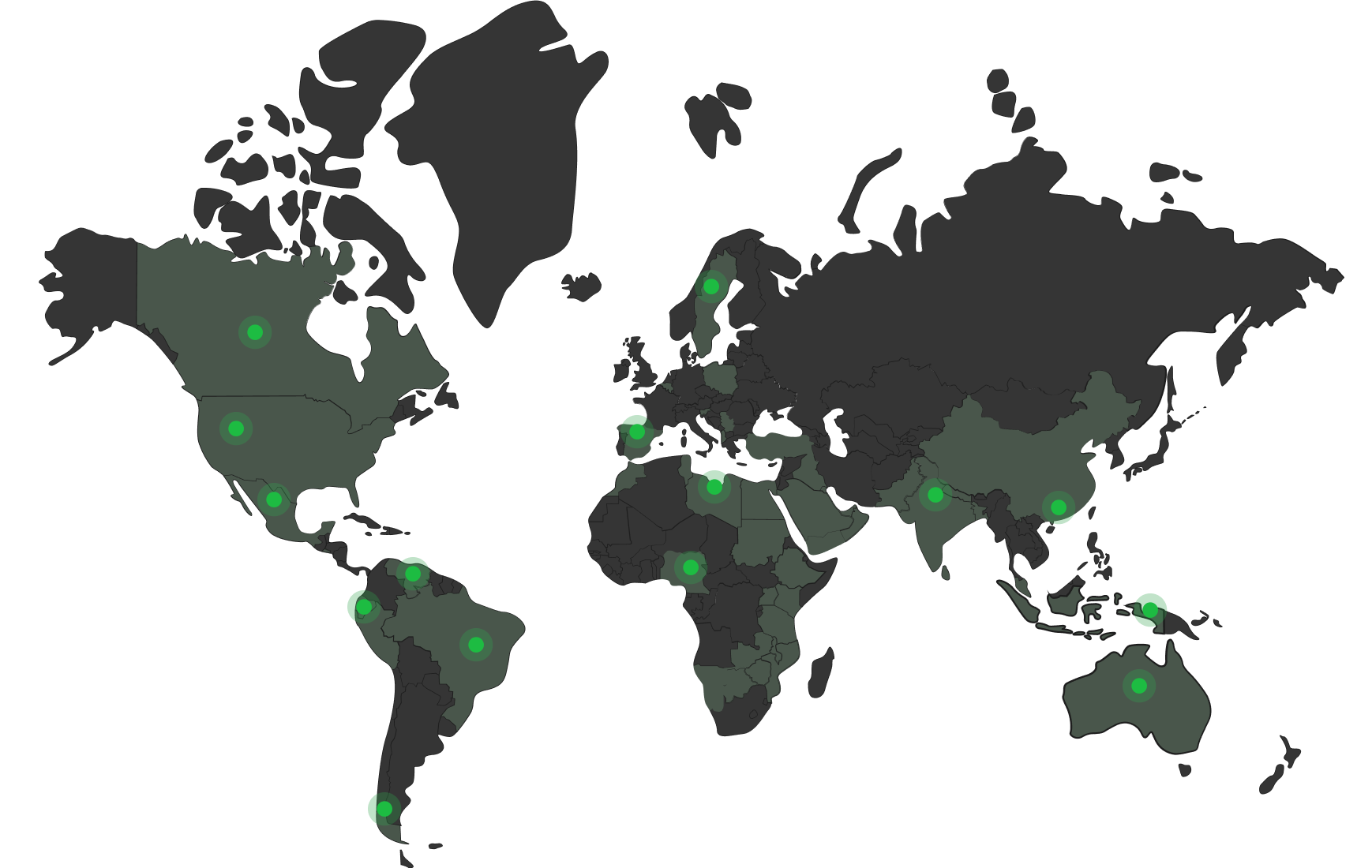 Client located in world map